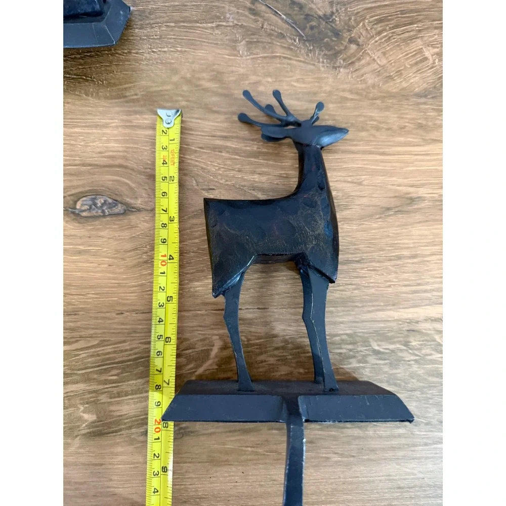 Pier 1 Metal Reindeer Stocking Holders Set of 3 Rustic Bronze Christmas Decor